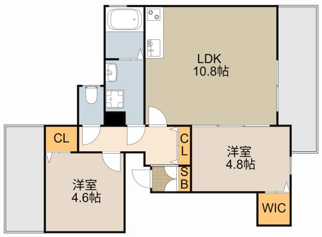 スリール萱島東(2LDK/3階)の間取り写真