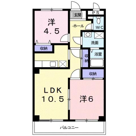 グランボナーWADA(2LDK/1階)の間取り写真