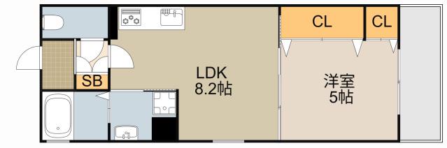 フォレストクリエオーレ城垣町弐番館(1LDK/2階)の間取り写真