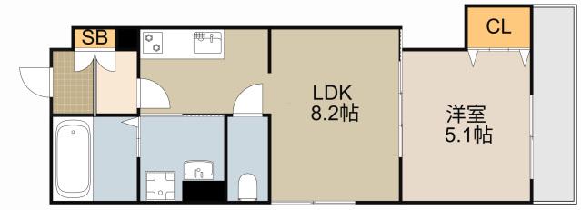 クリエオーレ明和(1LDK/1階)の間取り写真