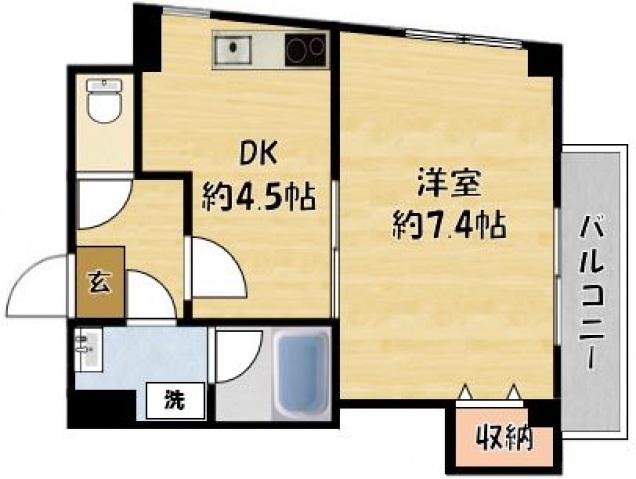 PROSPER大日(1DK/2階)の間取り写真