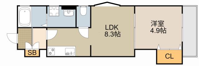 クレアール大久保町(1LDK/3階)の間取り写真