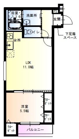 フジパレス寝屋川(1LDK/3階)の間取り写真