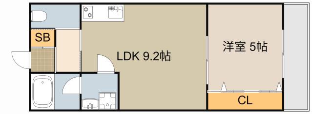 セレニティ下木田B棟(1LDK/3階)の間取り写真