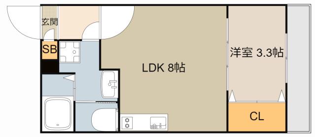 ジーメゾン寝屋川秦町アリビオ(1LDK/3階)の間取り写真