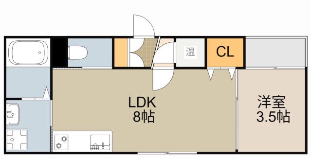 GRANDIR西三荘(1LDK/2階)の間取り写真