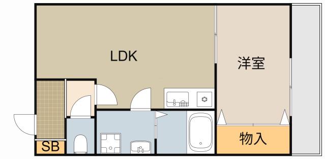 ハーミッツセル門真(1LDK/6階)の間取り写真