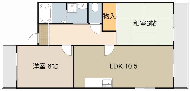 門真元町マンション(2LDK/1階)の間取り写真
