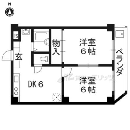 シャトー嵐望(2DK/3階)の間取り写真