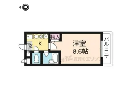 ウォーマス北出(1K/2階)の間取り写真