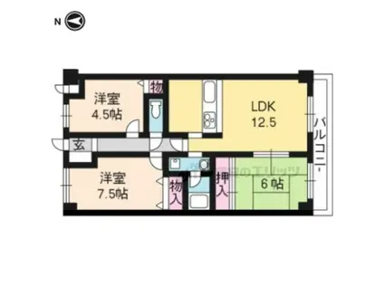 グランシャトー高辻(3LDK/3階)の間取り写真