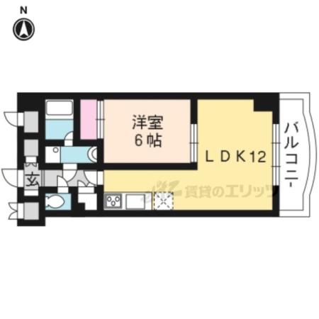 サンパルク伏見桃山(1LDK/3階)の間取り写真