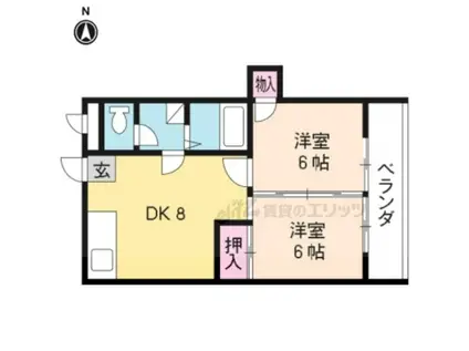 マイシティ北山(2LDK/2階)の間取り写真