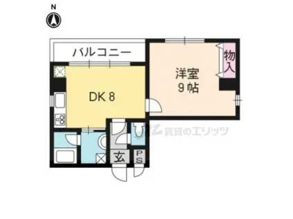 シャルマン岡崎(1DK/2階)の間取り写真