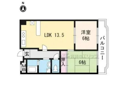 アーバンハイツ苔寺(2LDK/1階)の間取り写真