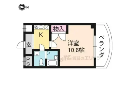 ロワイヤル太秦(1K/1階)の間取り写真