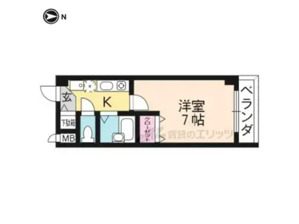 ウエステート聖護院(1K/4階)の間取り写真