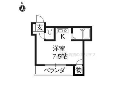 サンシャインシルク嵯峨(ワンルーム/2階)の間取り写真
