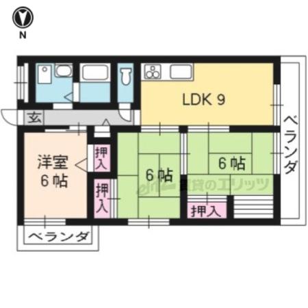 菊ビル(3LDK/4階)の間取り写真