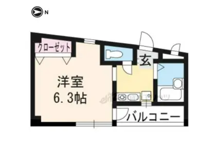 アーバンリゾート伏見稲荷(1K/3階)の間取り写真