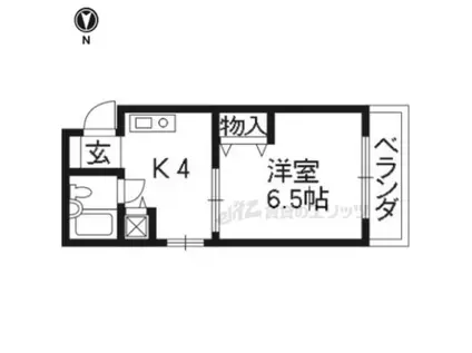 フレーヴァー深草(1DK/4階)の間取り写真