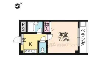 フォルム御陵(1K/2階)の間取り写真