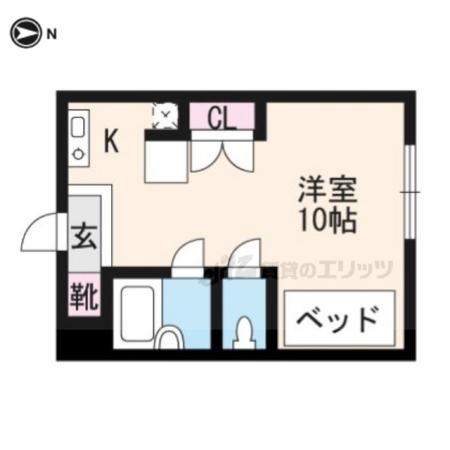 クレセント久津川(1K/1階)の間取り写真
