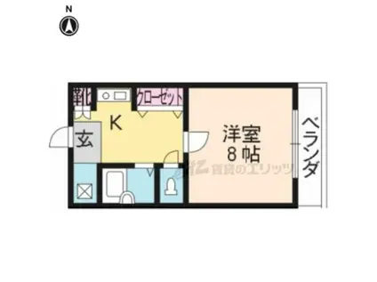 ウエストブリッジ(1K/1階)の間取り写真