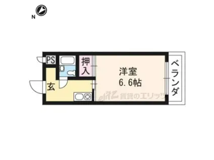 クローバーハイツ(1K/2階)の間取り写真