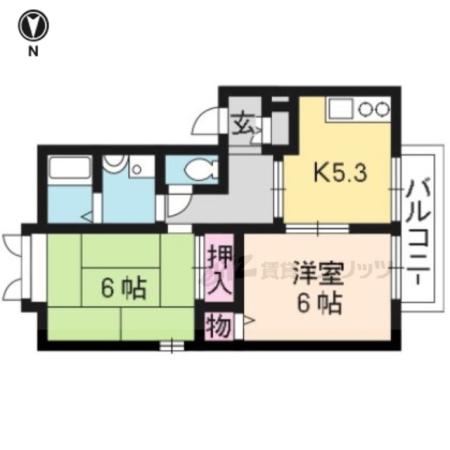 びれっじきさらぎ(2DK/1階)の間取り写真