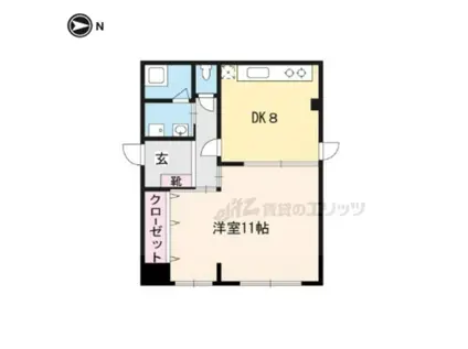 天神朝陽マンション(1DK/1階)の間取り写真