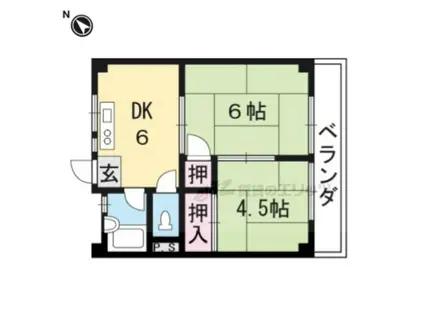 八瀬ロイヤルハイツ(2DK/3階)の間取り写真