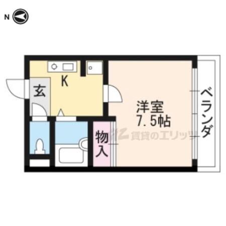 シュール西賀茂(ワンルーム/1階)の間取り写真