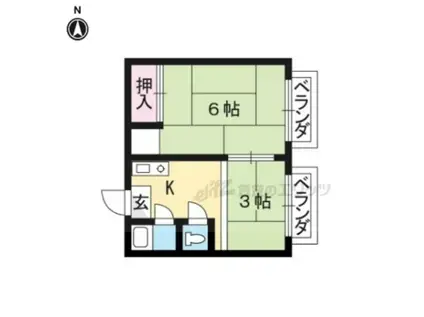 松扇荘(1K/2階)の間取り写真