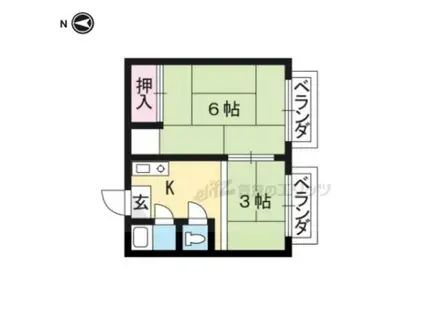 松扇荘(2K/2階)の間取り写真