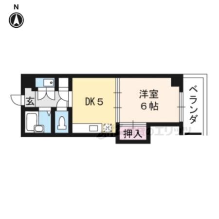 シェルブリュー四条大宮(1DK/6階)の間取り写真