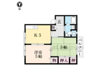 北ウィング・南ウィング(2DK/2階)の間取り写真