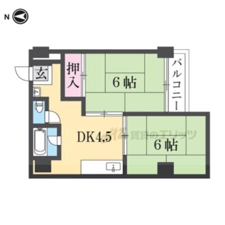 近建イレブン(2K/4階)の間取り写真