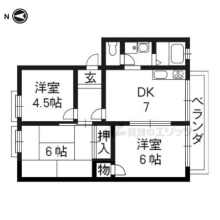 嵯峨野グリーンパレス(3DK/2階)の間取り写真