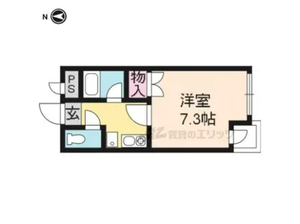 シャトードゥフルール(1K/2階)の間取り写真