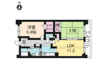 ノブレカーサ西院(2LDK/4階)の間取り写真