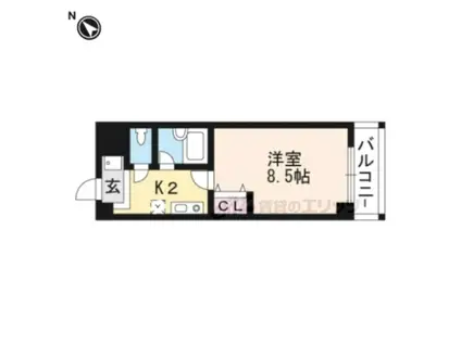 クローバーハイツ(1K/8階)の間取り写真