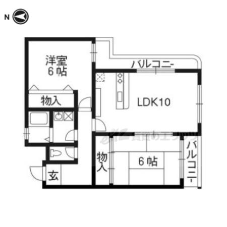 メゾンプルミエール桂(2LDK/4階)の間取り写真