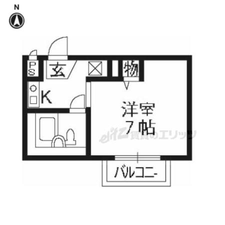 セジュール東桂(1K/2階)の間取り写真