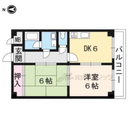 エムズ京都洛西(2DK/6階)の間取り写真