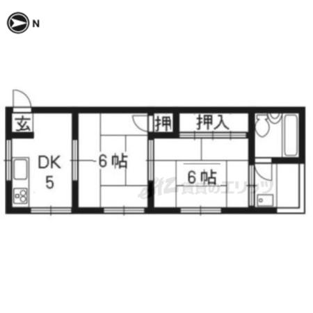 御陵ハイツ(2K/2階)の間取り写真