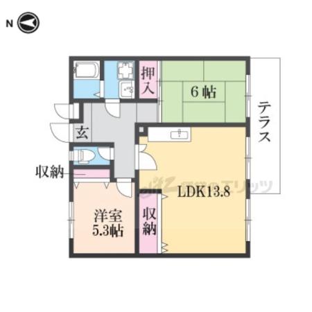 ソレイユ三宅(2LDK/1階)の間取り写真