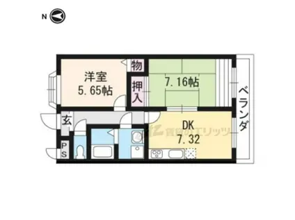 グランディールKEI(2DK/2階)の間取り写真