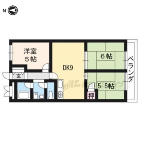 第2くめマンション(3DK/3階)の間取り写真