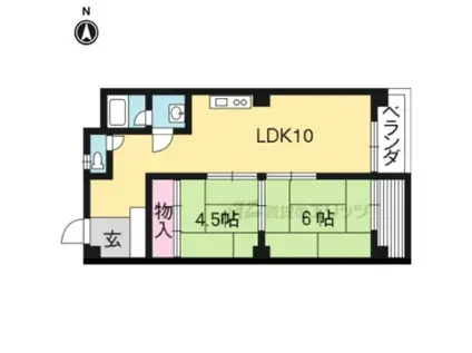 第1メゾン白川(2LDK/4階)の間取り写真